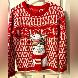 Joyland Red cozy and stylish Llama Pattern Sweater